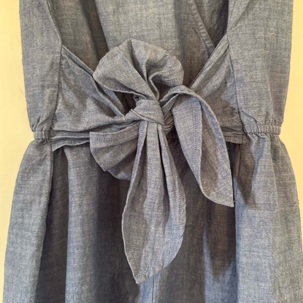 100% Cotton LOFT Denim Blue Romper Shorts - Picture 4 of 12